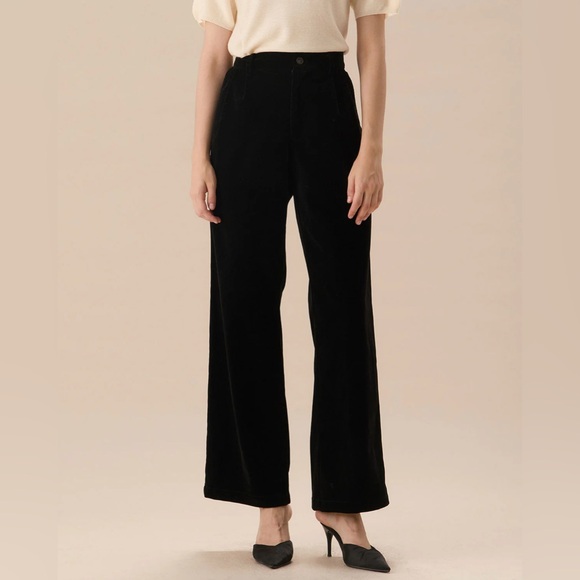 RIHOAS Pants - RIHOAS Black High Waisted Pleated Wide Leg Pants XS